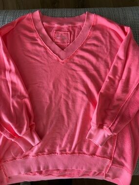 Aerie Neon Pink V-Neck Sweatshirt